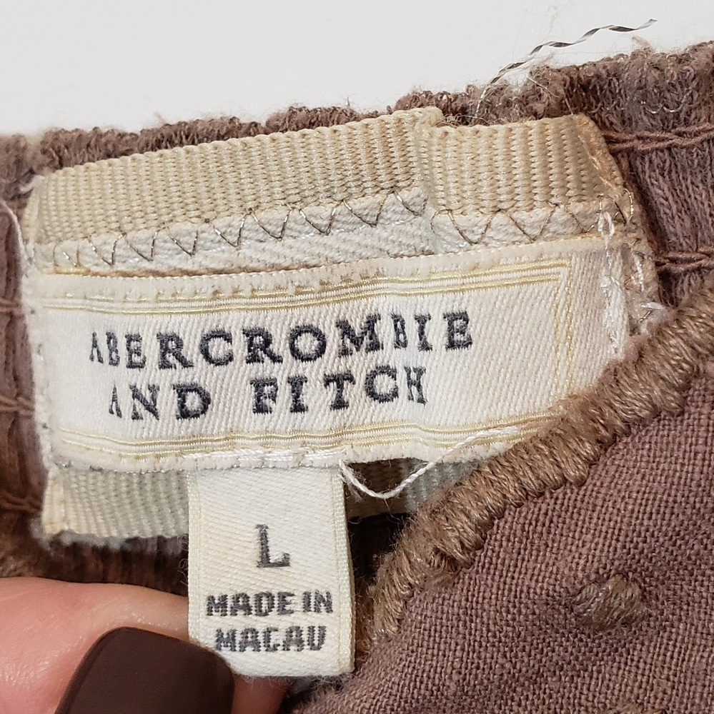 Abercrombie & Fitch Cropped Cami Eyelets Adjustable Straps V-Neck Sz Large Mauve - Picture 2 of 14